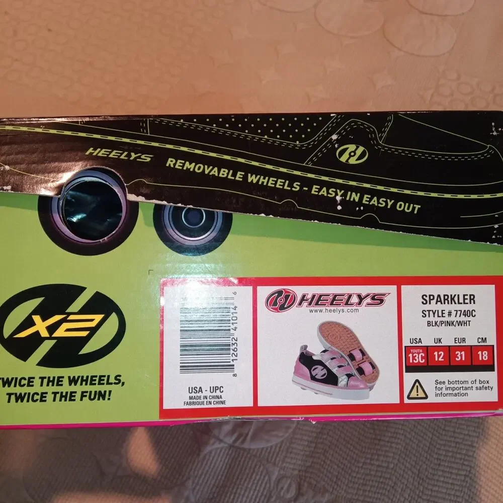 Heelys X2 Sparkler Kids' Pink, Black, and Silver Sneakers 13
